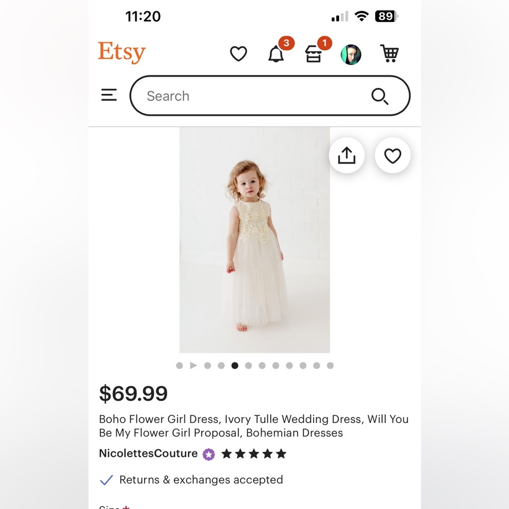 Ivory Flower Girl Dress - Picture 5 of 6